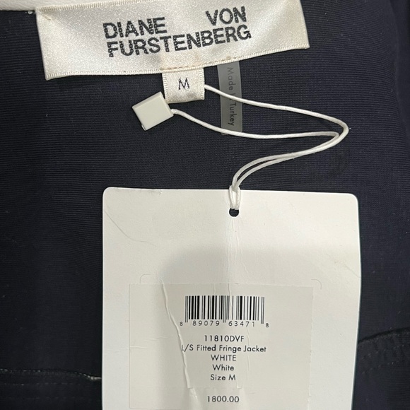 Brand new Diane Von Furstenberg fitted fringe leather jacket in white.Size M - Picture 7 of 8